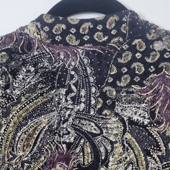 Vintage MSK Dark Floral Cardigan Bolero Size L Beaded Acetate Artsy Goth Y2K - Picture 12 of 15